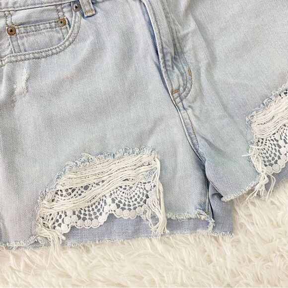 American Eagle Light Blue Jean Shorts with Lace - Picture 2 of 5